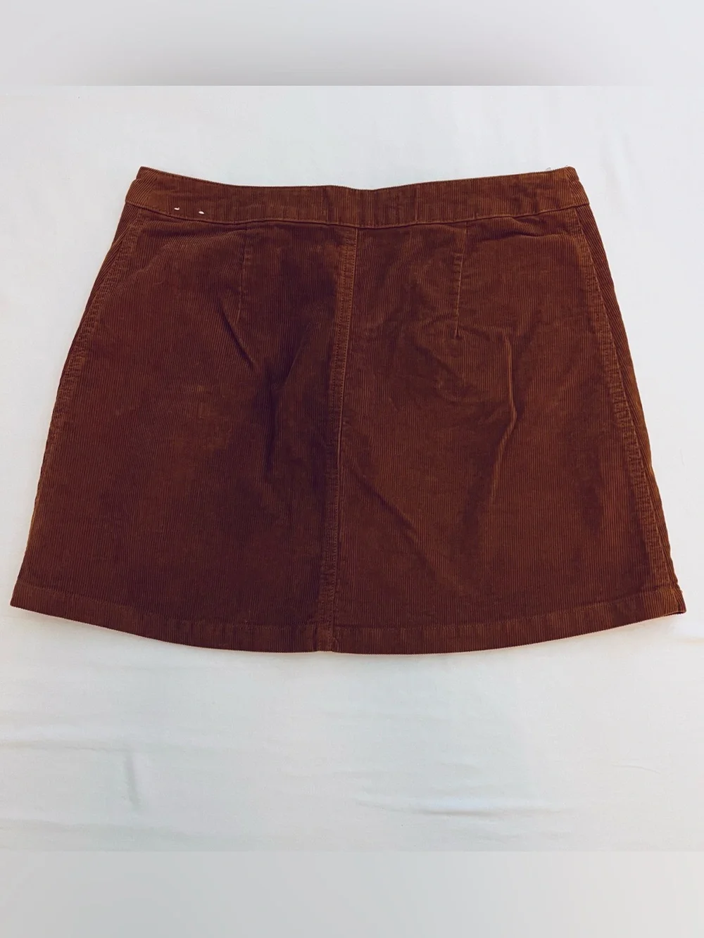 Abercrombie & Fitch Rust Brown Corduroy Mini Skirt with Silver Zipper Detail